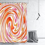 Dongbei Abstract Vintage Shower Curtain, Modern Minimalist Boho Retro 70s Waves Stripes Aesthetic Ge