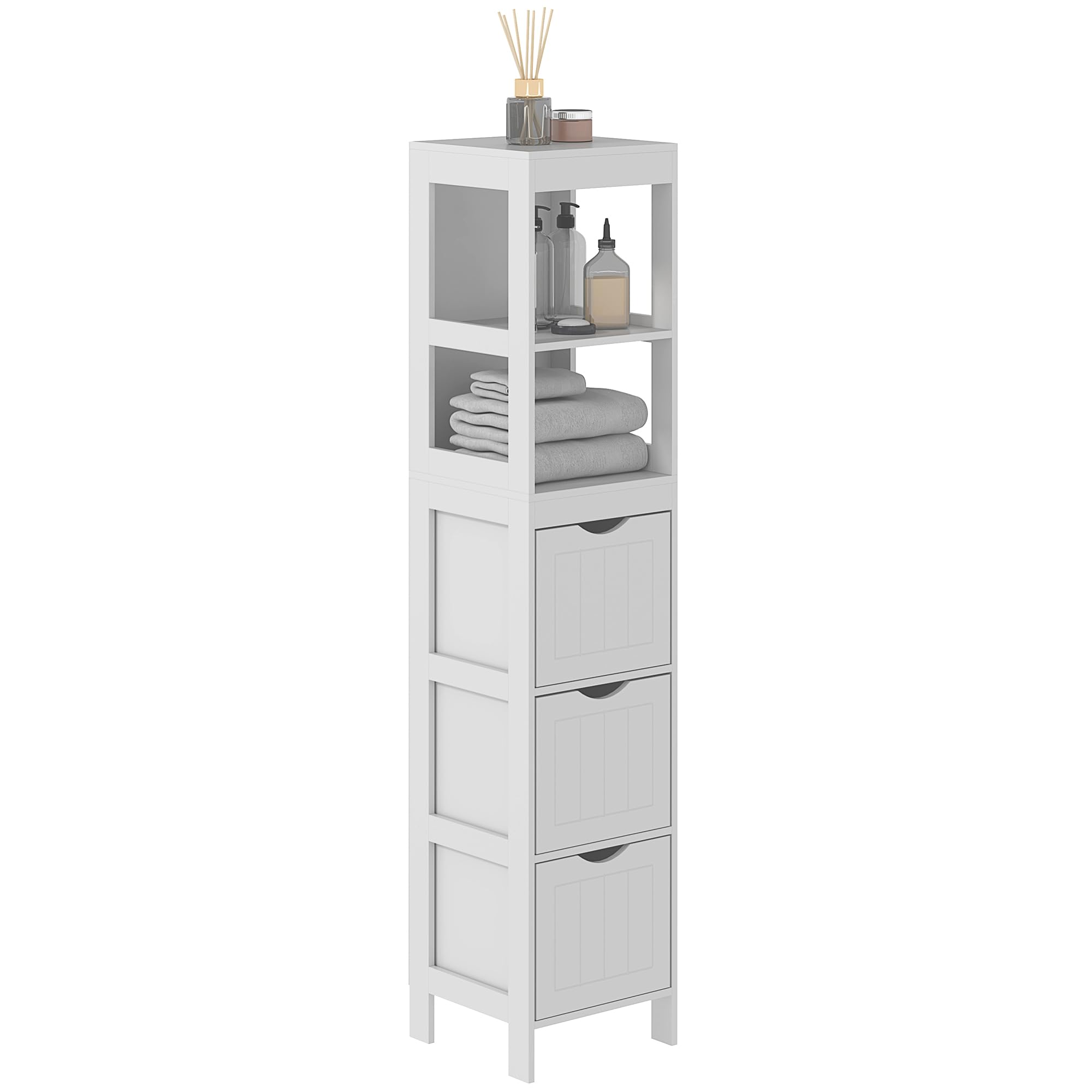 Amazon.com: HOMCOM Narrow Bathroom Storage Cabinet, Bathroom Cabinet ...