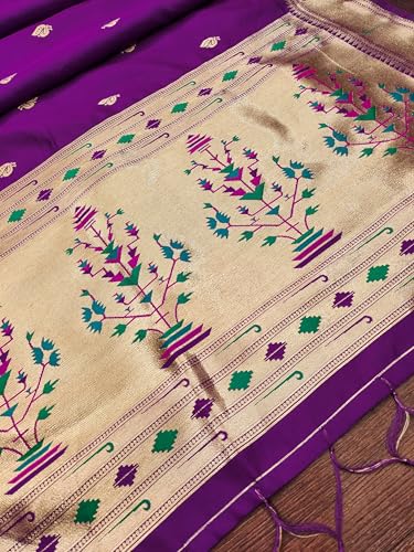 Image of DEVANGI Women's Woven Paithani Banarasi Silk Dupatta /Chunni For Women, Floral Print 1 Meter Wide and 2.3 Meter Length Printed Designer Dupatta /Chunni For Girls