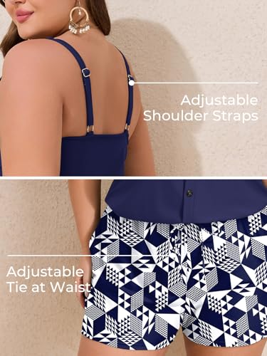 Image of Summer Mae Plus Size Swim Romper One Piece Swimsuit Women Blouson Bathing Suit with Pockets 2026 Modest Swimwear