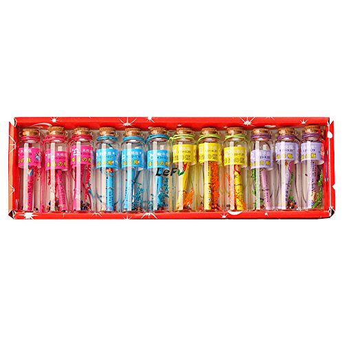 Lefv 12Pcs Message Bottles With Cork Small Glass Vials Sand Wishing Bottles Charms With Paper Dried Flower And Beads For Birthday Gift Wedding Party Favors, Size 2.75" X 0.78” #TOP11