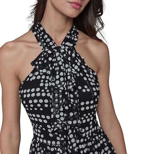 Image of Karl Lagerfeld Women's Multi Color Sleevelss Mock Neck Midi Dress