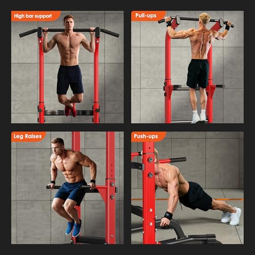 Image of SogesPower Power Tower Dip Station Pull Up Bar for Home Gym Adjustable Height Strength Training Workout Equipment,Pull Up Bar Station