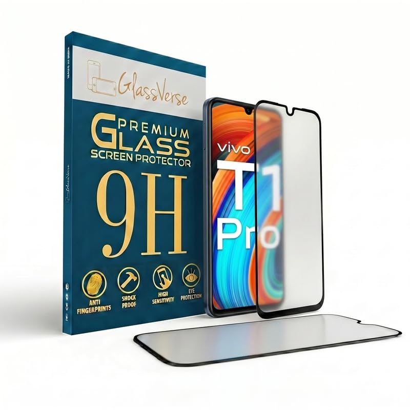 Image of GlassVerse Matte Tempered Glass for Vivo T1 Pro | Anti Glare, Smooth Touch Screen Protector, 9H Hardness, Edge to Edge, Case Friendly, Hassle-less Installation Kit Included. (Pack of 2)
