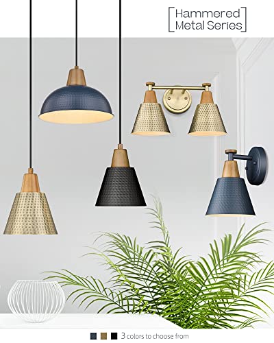 Image of FEMILA 1-Light Wall Sconces, Modern Sconces Wall Lighting with Hammered Metal Shade, Bathroom Vanity Light Fixtures Wall Lamp for Mirror Bedroom, Dark Blue,4FG59B Blue