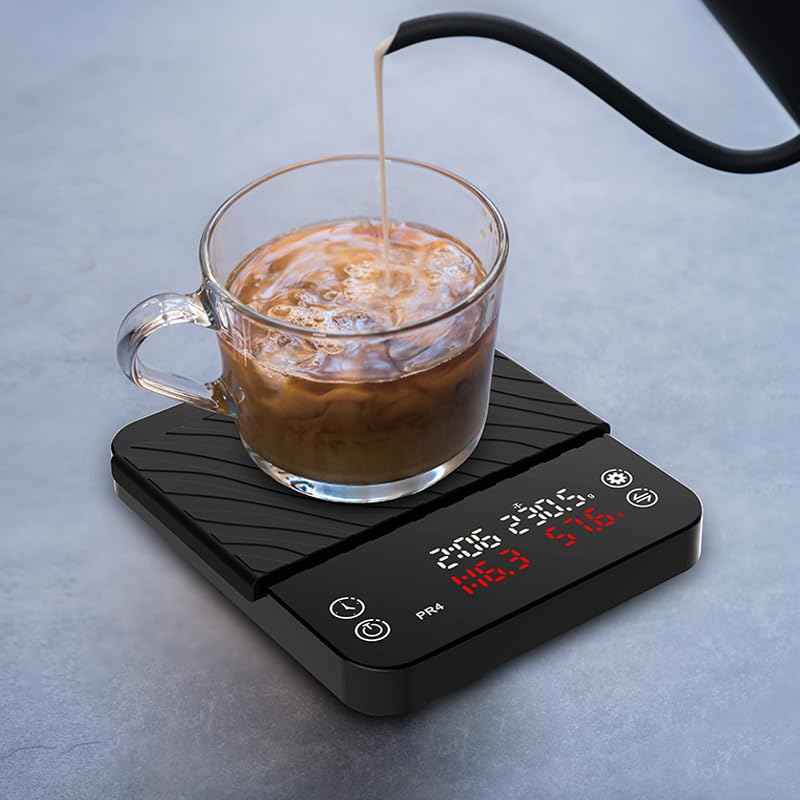 2kg/0.1g elektroniczna waga do kawy wlać Espresso inteligentna waga automatyczny pomiar czasu cyfrowa dioda LED kuchnia gotowanie waga do pieczenia(Double display)