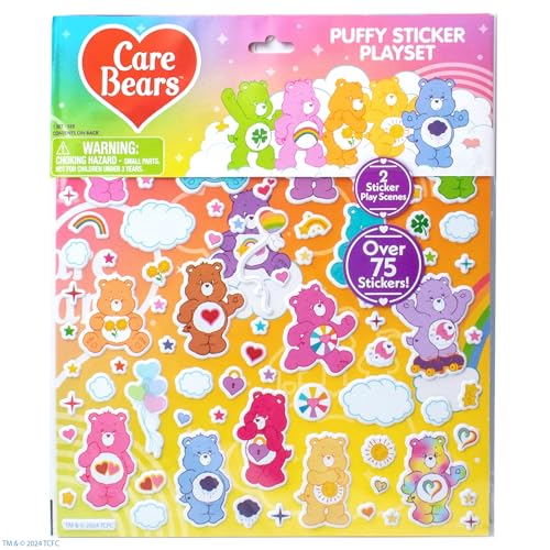 Care Bears Puffy Sticker Playset - Over 75 Reusable Stickers & 2 Play Scenes, Fun Activities, Travel Toys for Kids Ages 4-8 - Image 2