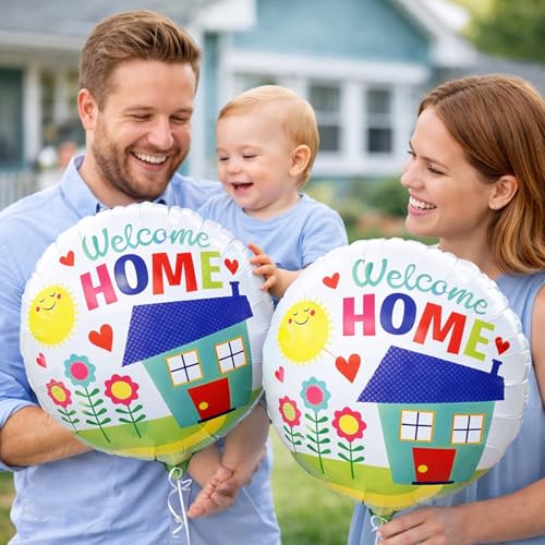 Image of Rozi Decoration Welcome Home Foil Balloons Set for Party Decoration, House Theme Round Balloons for Family Celebration, Homecoming Event, Surprise Decor and Special Occasion Setup Pack of 2 Pcs