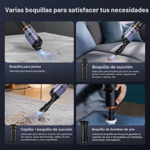 Aspirador de coche potente Baseus A5 16000Pa sin cable negro 6
