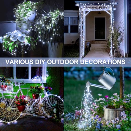 JMEXSUSS 2 Pack Solar String Lights Outdoor Waterproof, Each 33FT 100 LED Solar Lights Outdoor, 8 Modes White Fairy Light for Outside Yard Tree Patio Garden Wedding Christmas Decorations - Image 6
