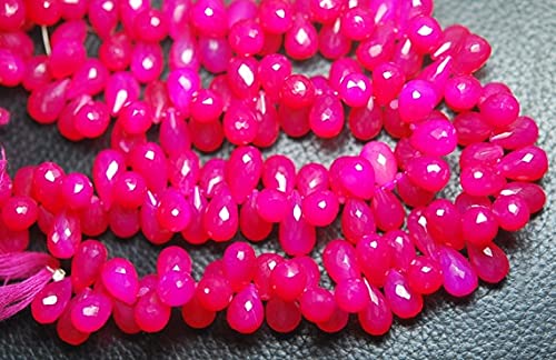 Chalcédoine rose de haute qualité en perles gouttes facettées de 10-12mm pour joaillerie