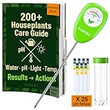 Owldacious Soil Moisture Meter for Plants – Includes 200+ Houseplants Guide (Letter Size), 25 pH Test Strips & Sample Tube. Water Gauge for Indoor & Outdoor Plants.