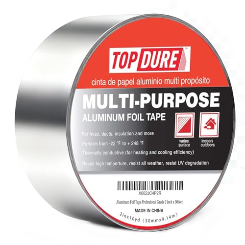 TOPDURE Aluminum Foil Tape Professional Grade 2 inch x 30 feet