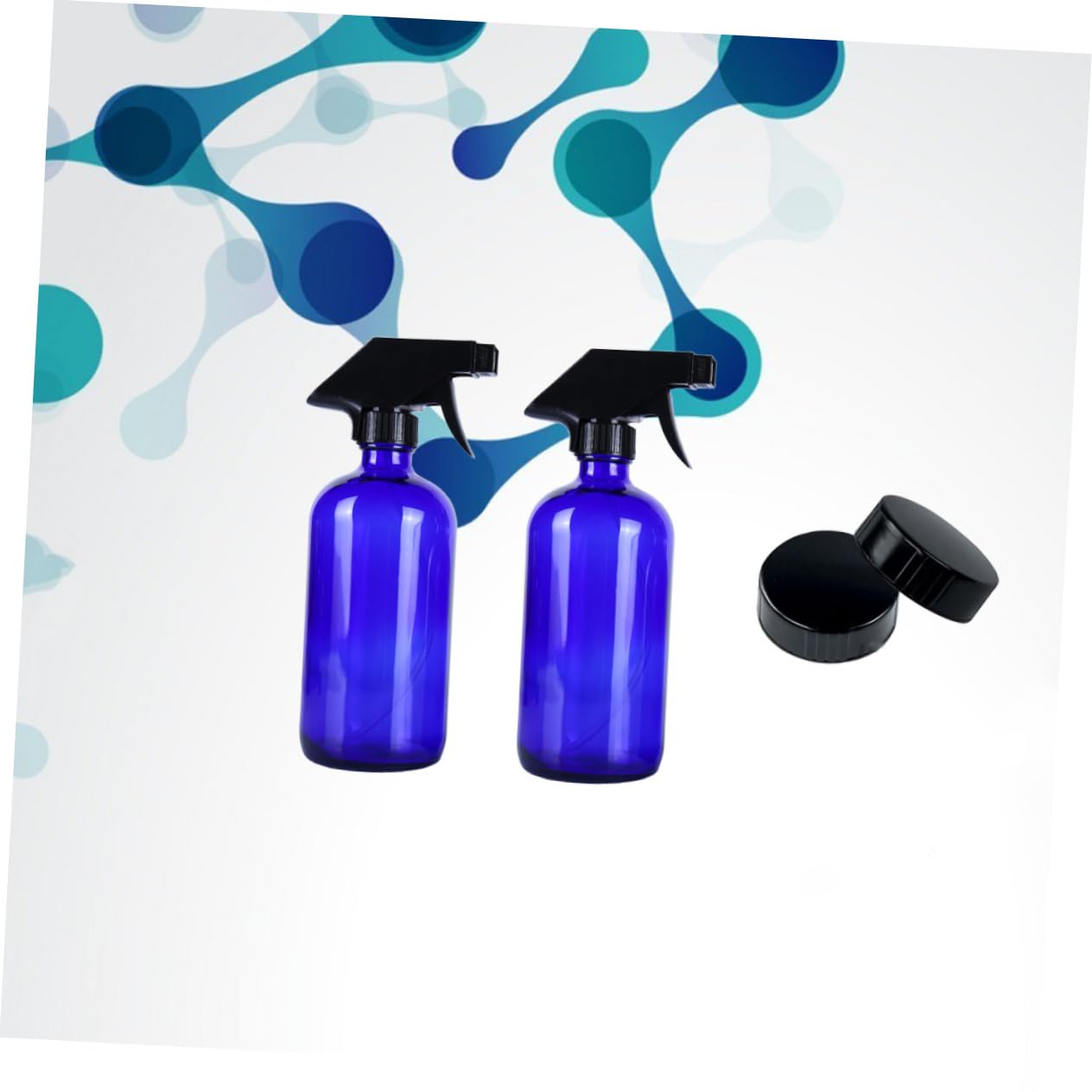 Healeved Nachfüllbare Glas Sprühflasche 500ml Blau Leichte Reise Düse mit 2 Deckeln