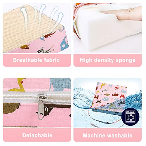 Hoomall Booster Seat for Eating Desk Eating Chair Heightening Cushion Transportable Booster Seat Cushion Double Straps Washable Thick Chair Growing Cushion for Toddler Children (12.4X12.4X3.1 Inches, Pink) 4 514psA8ShwL