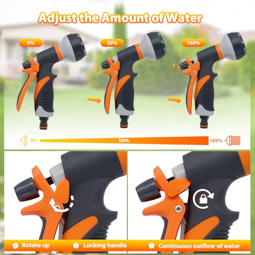 Gartenschlauch Spritzpistole,Gartenbrause,Sprühdüse 8 verstellbare Muster Wasserpistole für Autowäsche, Haustierdusche, Gartenarbeit, Bewässerungspflanzen, Autowäsche, Dusche, Haustiere