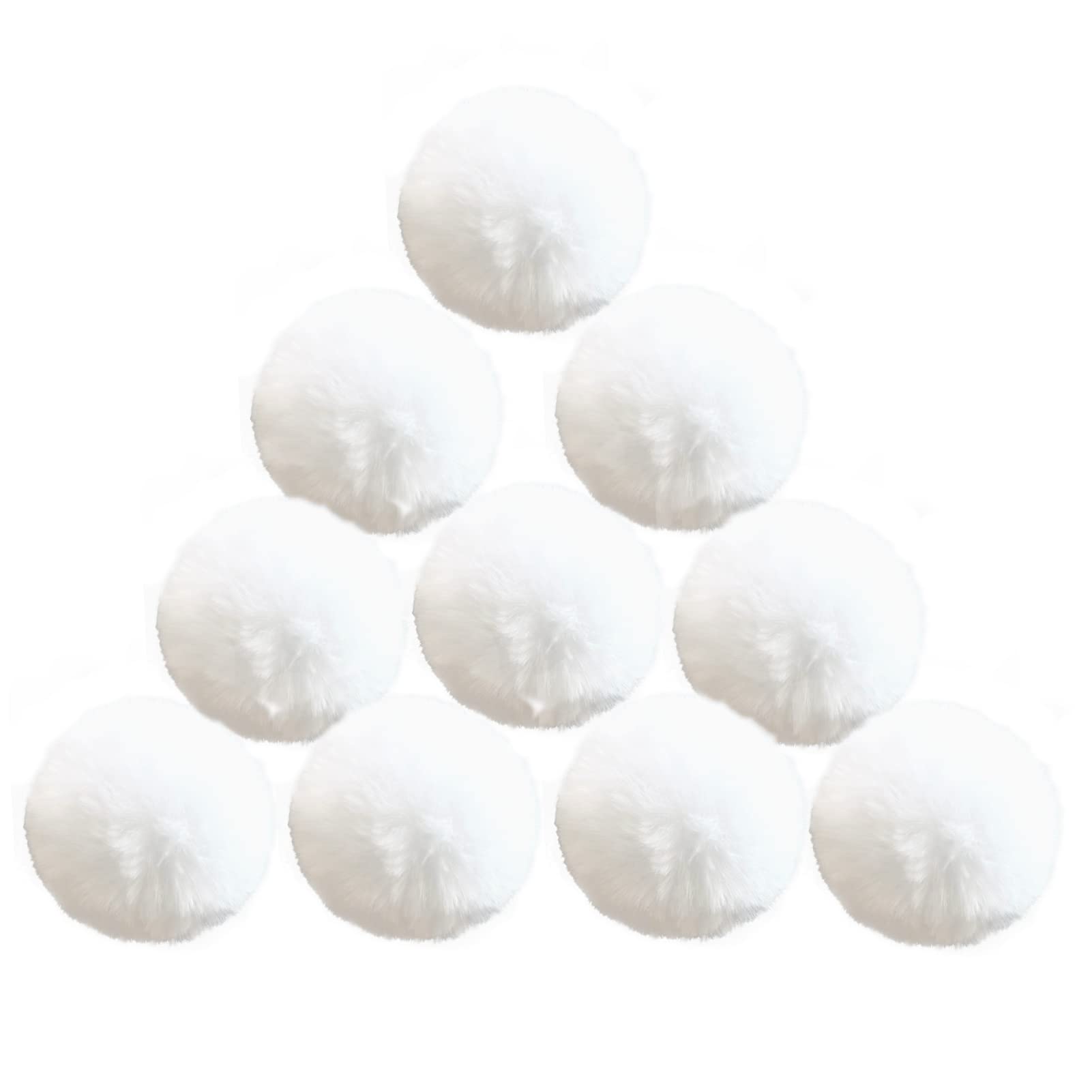 10 Pcs White Faux Rabbit Fur Pom Pom Balls, Soft Fluffy Fuzzy Faux Rex Pompoms for Hats Bags Keychains Shoes Scarves Fashion Accessories, Ideal for DIY Crafts & Baby Knitting Patterns ( 5 cm )