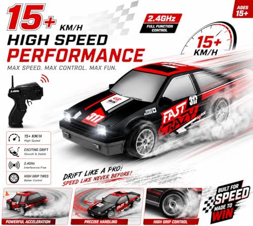 Image of Remote Control Sports Car & Off-Road SUV Toy for Kids, High Speed RC Racing with Wireless Remote, Realistic Lights & Premium Design Gift for Boys Girls (Fast Crazy Drift CAR)