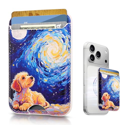 Image of KPNEOL Magnetic Mag-safe Wallet Cell Phone Card Holder for Phone Case with Mag-Safe, Stronger Magnetic RFID Leather Stick on Phone Wallet Compatible with iPhone 17 /16 /15 /14 /13 /12 Series, Puppy Color