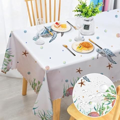 Rectangular Wipe Clean Sea Turtle Tablecloth Cover