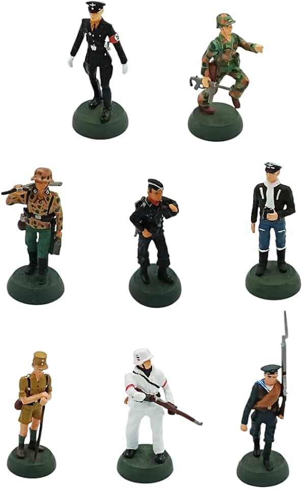 OPO 10 - Conjunto de 8 Soldados de Plomo, Escala 1/32, 54 mm: Figuras de la Segunda Guerra Mundial, Marines de EE. UU., Alemania, Luftwaffe, Japón - Almirall Palou LSOL2