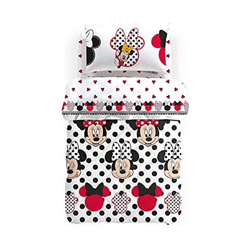 Adatto per un singolo letto Caleffi 19427 Cotone Disney Minnie Pois Trapunta per Singolo Letto, Taglia Unica