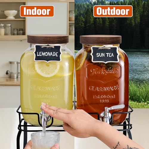 mustry Glass Drink Dispenser for Parties, 1 Gallon Beverage Dispenser with Stand and Spigot Solid Stainless Steel, Used as Lemonade Dispenser Sun Tea Jar Kombucha Jar, Set of 2 by mustry - Image 8
