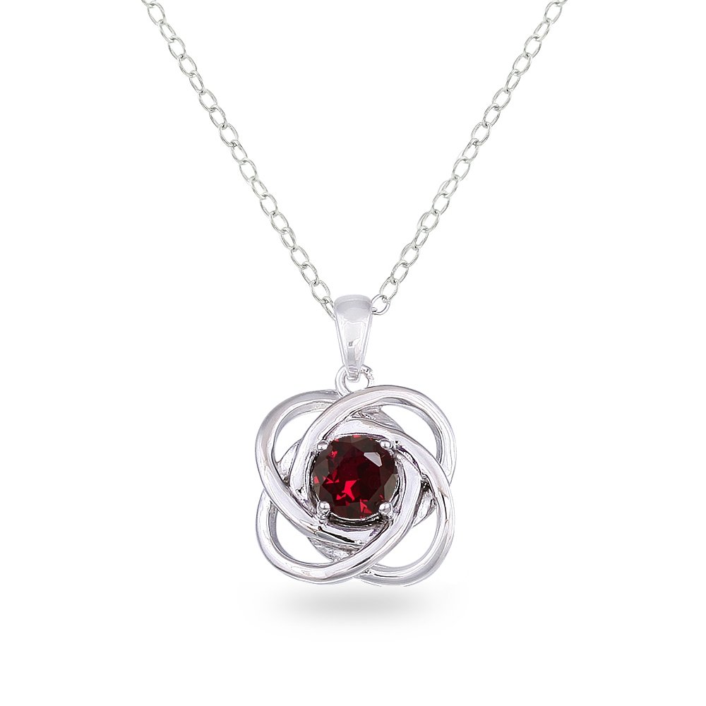 B. BRILLIANT Sterling Silver Love Knot Necklace for Women, Necklace, Genuine or Synthetic Gemstone Birthstone Pendant