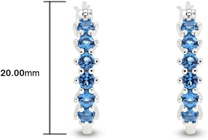 14k Gold Plated 925 Sterling Silver Simulated London Blue Topaz Hoop Earrings Jewelry Gift for womens - Image 4
