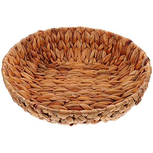 VOSAREA Woven Bread and Fruit Basket Round Natural Storage Organizer for Tabletop Dried for Snacks Jewelry Home Decor Versatile Kitchen