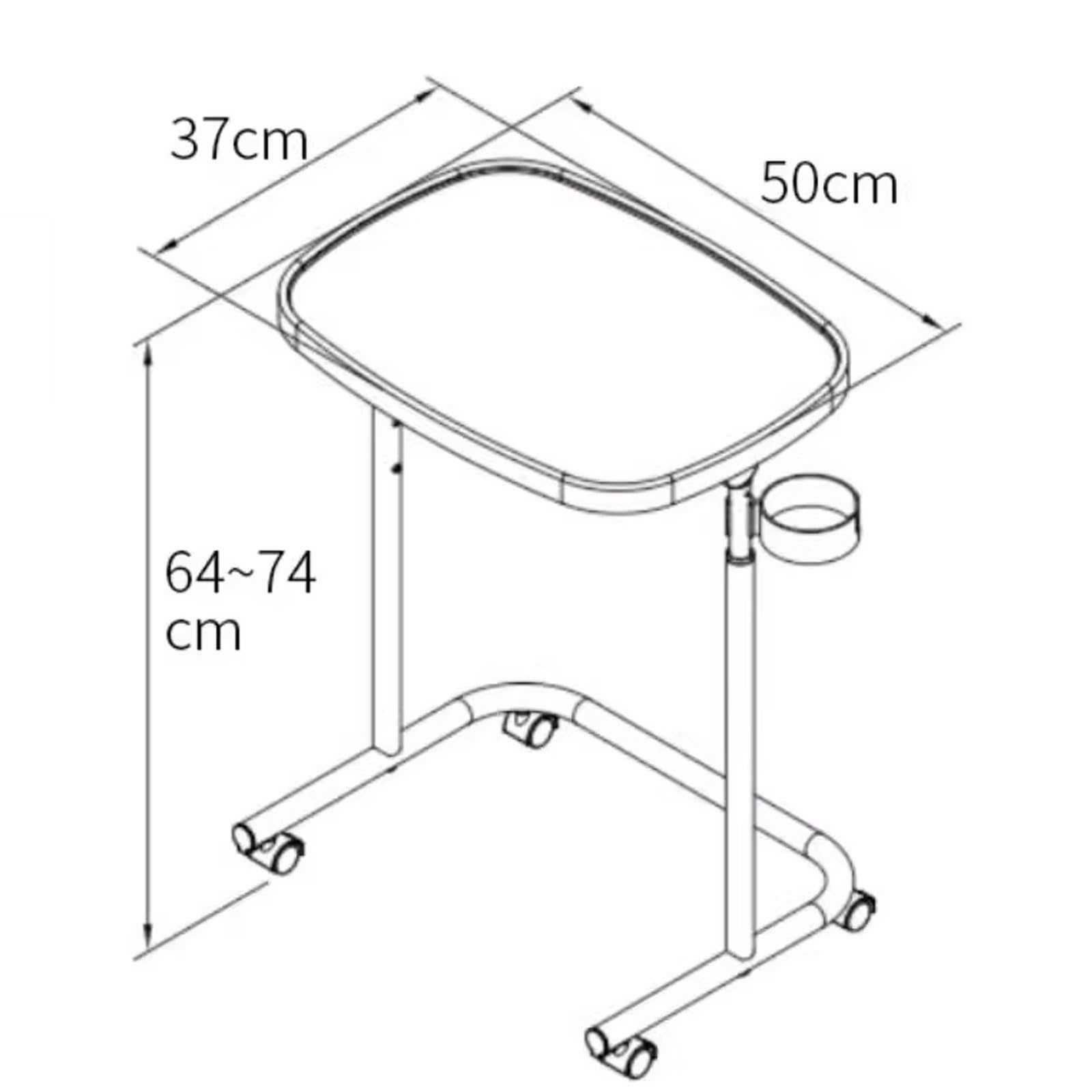 Mesa con Ruedas Mesa Auxiliar Ajustable De Hierro Mesa Ayuda Mayores para Cama Y Silla De Ruedas Tablero Giratorio 90 Capacidad De Carga Máxima 12kg(White)