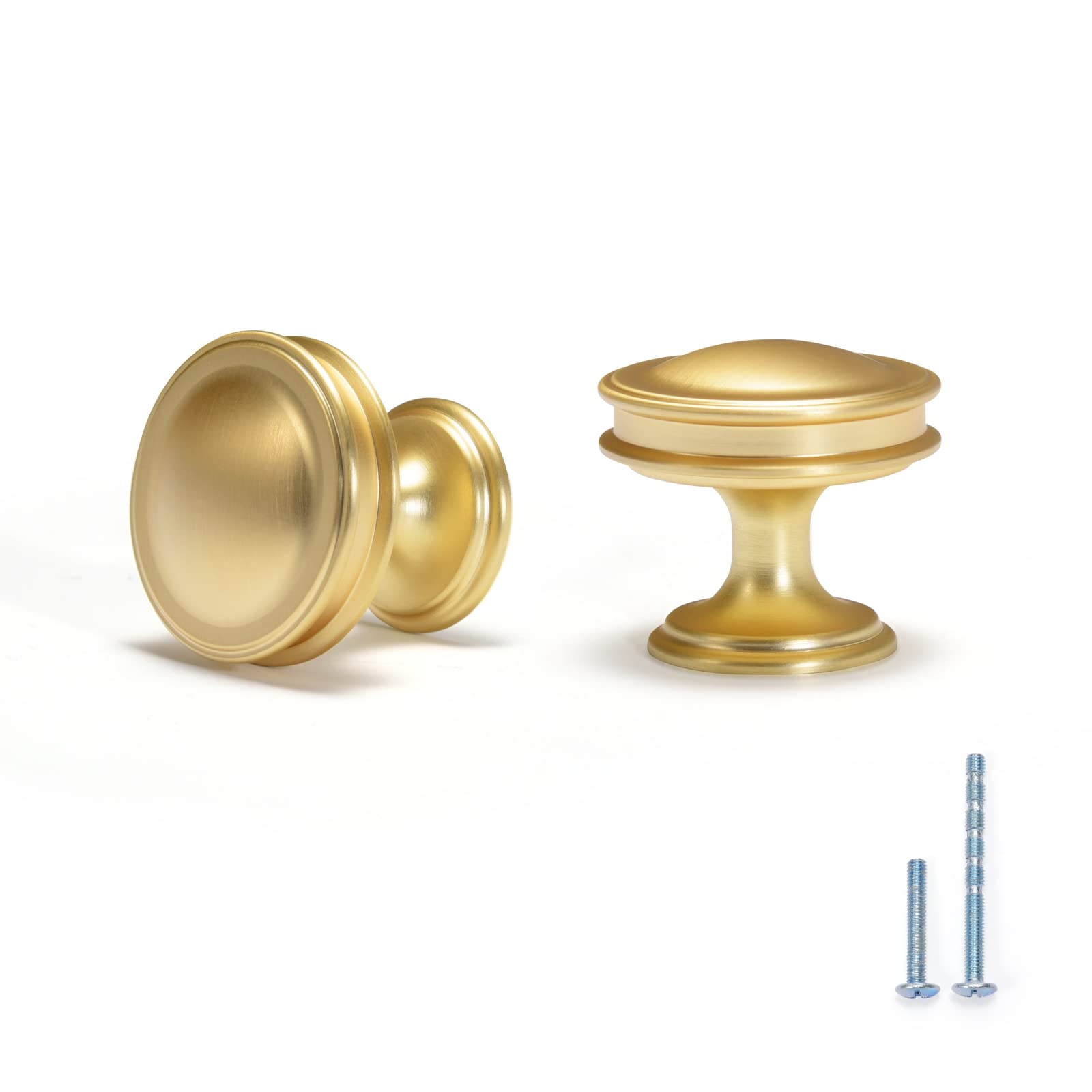 YONFIAFIT 6 Pack Brushed Brass Zinc Cabinet Knobs Kitchen Bathroom Bedroom Furniture Knob Dresser Drawer Handles for Wardrobe Closet Cupboard Hardware Door Pulls 3751