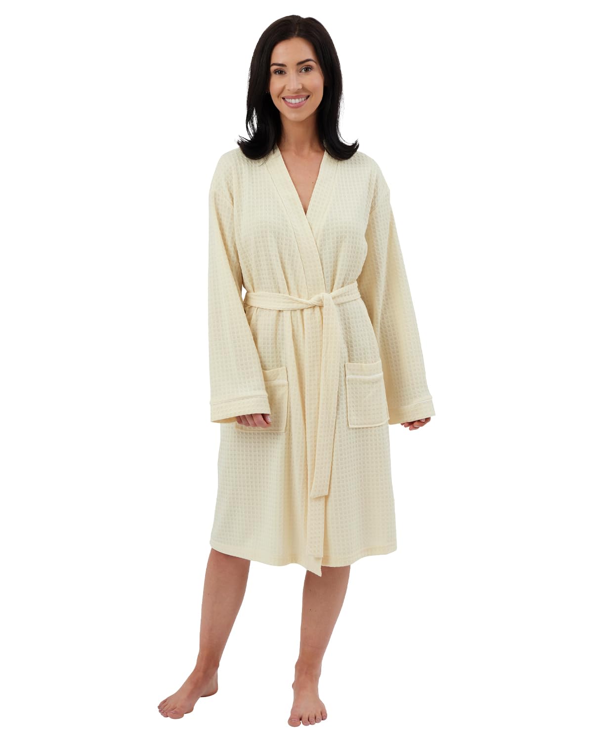 Slumber Hut Women's Knitted Robe - Lemon Waffle Knitted Robe In44355 Lemon L