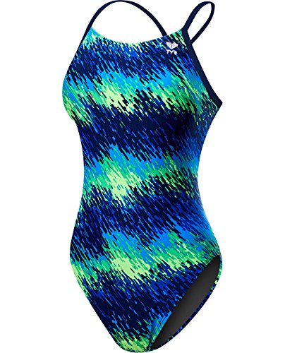 TYR Womens Perseus Cutoutfit Swimsuit, Blue/Green, 28
