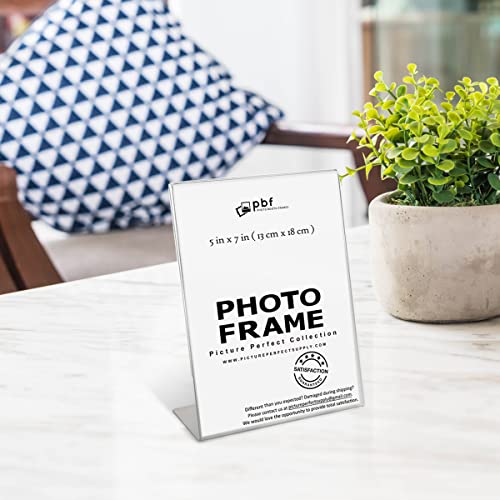 Photo Booth Frames - 5X7 Inch Clear Acrylic Display, Slanted Back Vertical Standing Plastic Picture Or Display Sign Holder With Inserts - 12 Count #TOP3