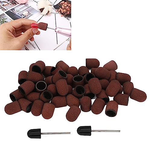 Nail Sanding Drill Bit,Nail Sanding Drill Caps 120 Grit Nail Art Sanding Caps Manicure Polishing Grinding Bands Nail Drill Bits Set including Shaft Nail Sanding Bands - Image 2