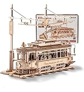 ROKR City Tram puzzle in legno 3D, kit di modelli per adulti da costruire, idea regalo per decora...