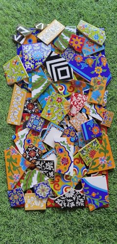 Image of Shiv Kripa Blue Pottery Home Decorative Broken Ceramic Blue Pottery Mexican Tile for Murals and Mosaics, (Pack of 500 Grams) New! Best Deal!