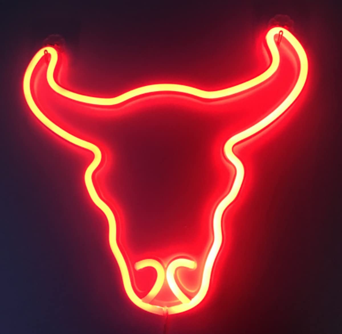 HULIN Neon Light Bull Head Led Neon Light Wall Light Led Wall Decor Neon Signs Light up Battery or USB Powered for Room, Party, Valentine's Day, Wedding, Christmas, Bar Red (Red)