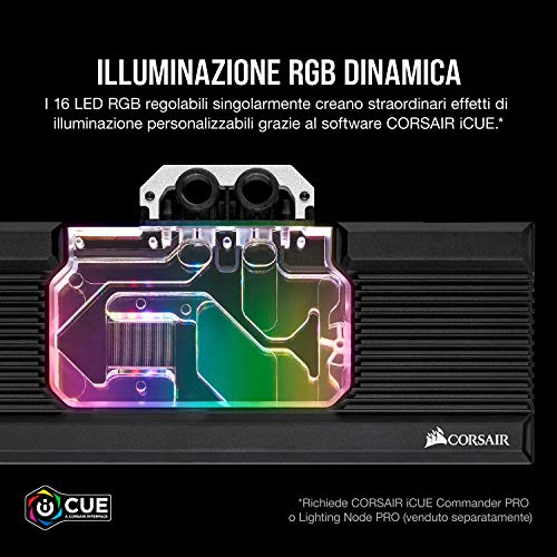 Corsair Hydro X Serie, XG7 RGB 20-SERIES GPU Water Block (2080 TI FE), Precisione Struttura, Alluminio Backplate, Personalizzabili Illuminazione RGB, Nero