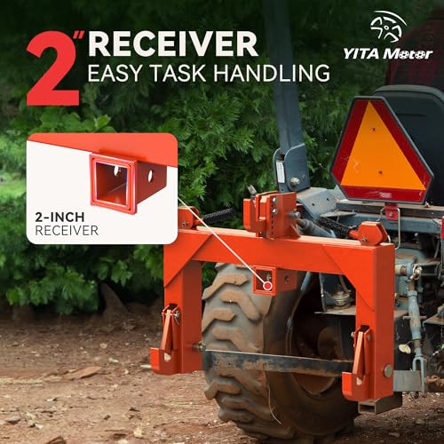Image of YITAMOTOR 3 Point Quick Hitch with Upgrade Versatile Adapter & 2 inch Receiver for Category 1 Tractors, 3000 lbs 3-Pt Trailer Hitch Attachment with 5 Level Adjustable Bolt (Orange)