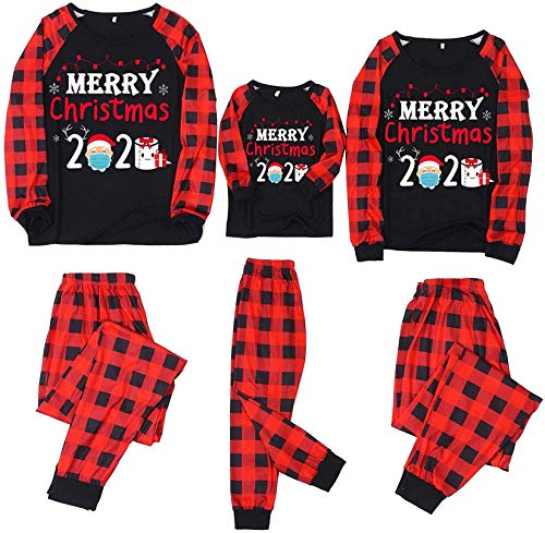 Preisvergleich Produktbild Weihnachten Schlafanzug Familie Bekleidungssets Weihnachtspyjamas Rot Plaid Patchwork Grau Pullover Tops+Hosen, Mama Papa Kleinkinder Nachtwäsche (Rot Damen, M)