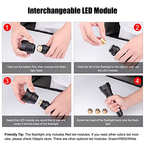 Image of KL52 Zoomable Hunting Flashlight Red Coyote Light Focus Adjustable Predator Varmint Lights with Stepless Dimming Pressure Switch, Quick Release Mount