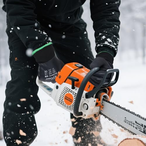 DS Safety Arbeitshandschuhe Winter Wasserdicht Thermo Warme Winterhandschuh Montagehandschuhe Grip Winterarbeitshandschuhe Arbeit Doppelbeschichte Nylon Isolierte Handschuhe Schwarz (1, S)