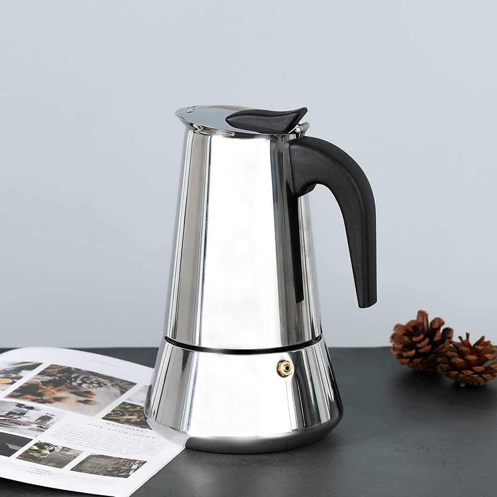 Buy Moka Pot Stainless Steel, 6 Cup Stovetop Espresso Maker, Classic