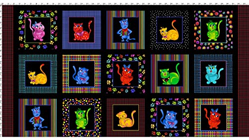 Loralie Designs Cool Cats Fabric Panel for Quilting