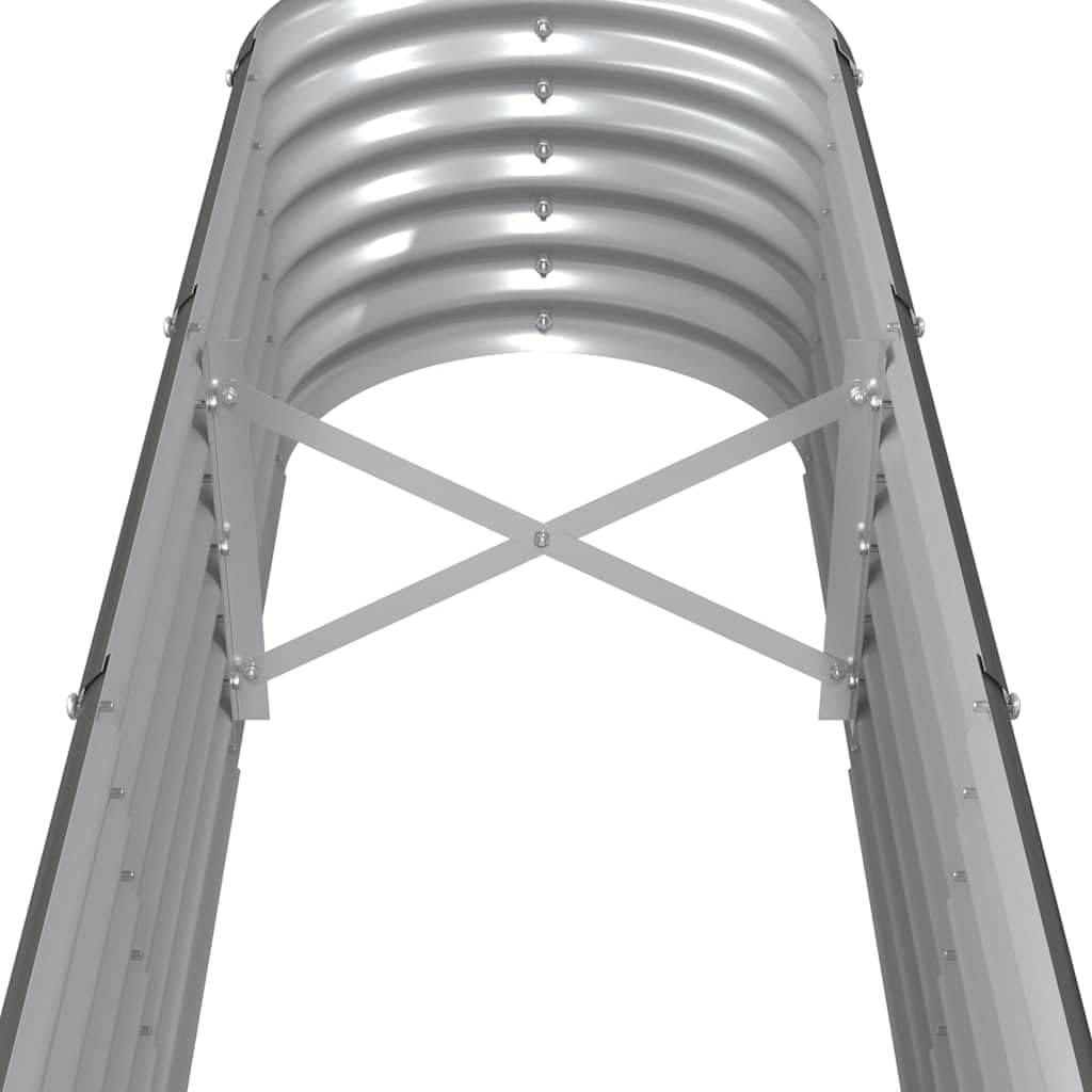 Letto Rialzato da Giardino in Acciaio Zincato 260x40x36 cm Antracite, Fioriera Ovale per Piante e Fiori, Struttura per Orto Rialzato con Staffe di Sostegno, Resistente e Durevole