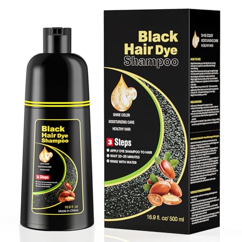 KAISASA Black Hair Dye Shampoo 3 in 1,Hair Color Shampoo Covers Gray Hair for Women and Men (16.9 fl.oz Black)