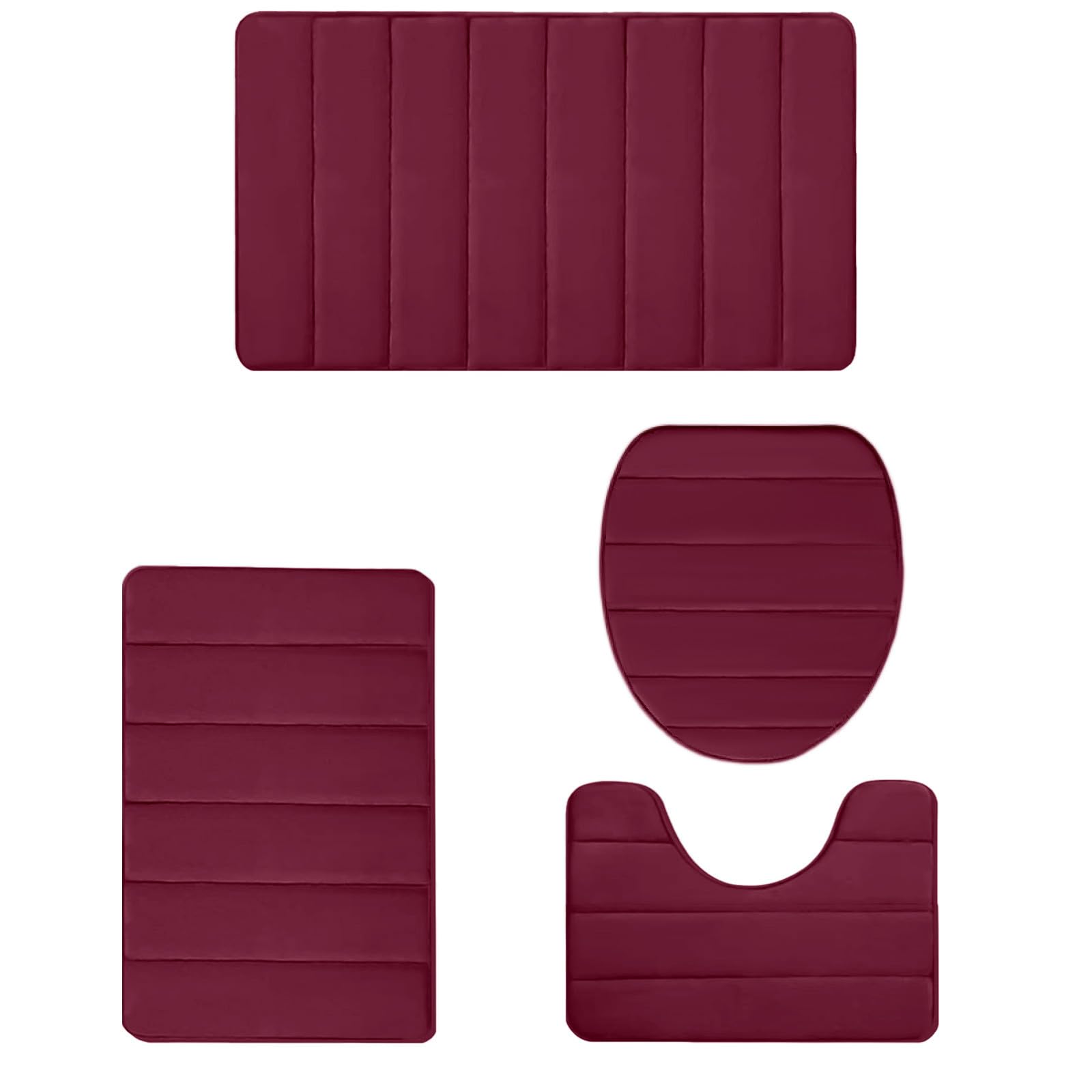 Rugs for Bathroom Set of 4 Non-Slip Soft Bathroom Rug Sets 4 Pieces Absorbent Bathroom Mats Set Plush