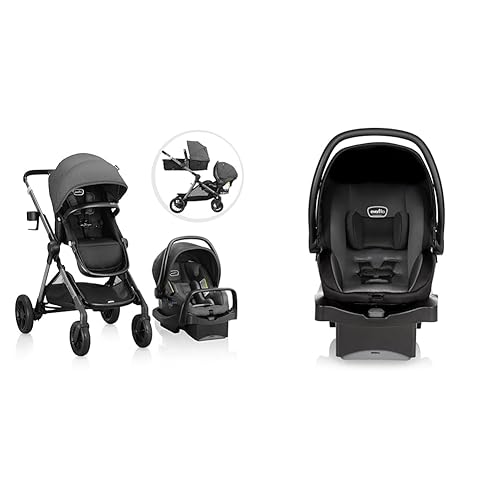 Evenflo Pivot Xpand - Sistema de viaje modular con asiento de automóvil infantil LiteMax con barra antirrebote y asiento de automóvil infantil